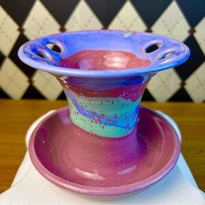 Ceramic Toothbrush Holder Studio Pottery Pastel Glaze Bathroom Utility Decor